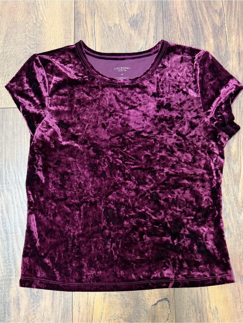 Arizona Jean Company Velvet Short Sleeve Tee - Deep Berry